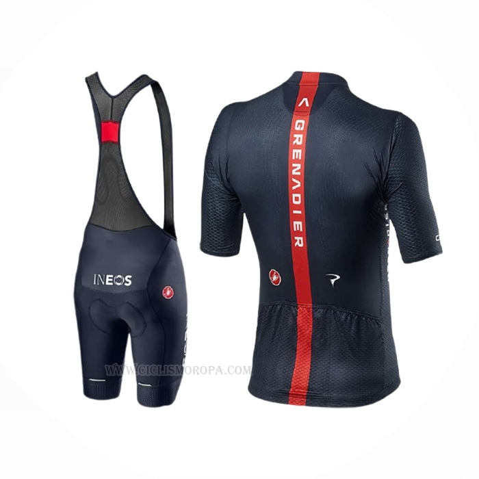 2020 Ropa Ciclismo Ineos Grenadiers Rojo Profundo Azul Mangas Corta y Culotte Corto